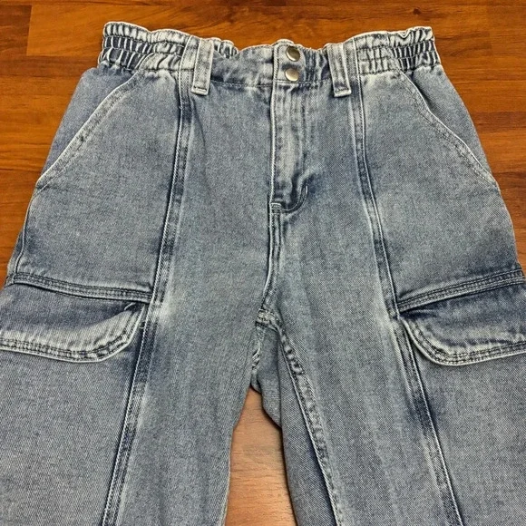 Pacsun Cargo Jeans Elastic Waist Tapered Leg Retro Utility Pants Size Small - Picture 2 of 11